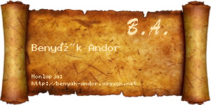 Benyák Andor névjegykártya